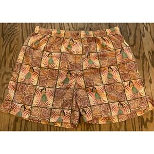 Tommy Bahama Swim Trunks Board Shorts Orange Hawaiian Floral Hula Girl Nylon XL